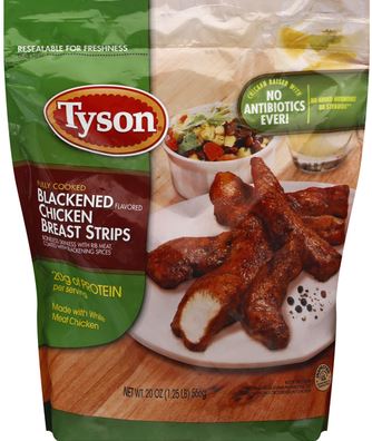 big package of tyson blackened chicken strips