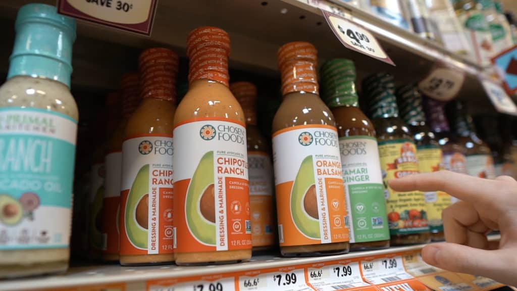 Salad dressings made with avocado oil or coconut oil are perfect for the keto diet! Sprouts carries great options like primal kitchen and chosen foods!