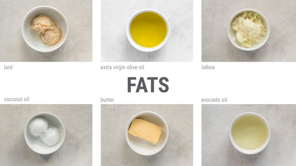 ketogenic diet fats visual guide to fats for a ketogenic diet including lard tallow coconut oil olive oil and avocado oil
