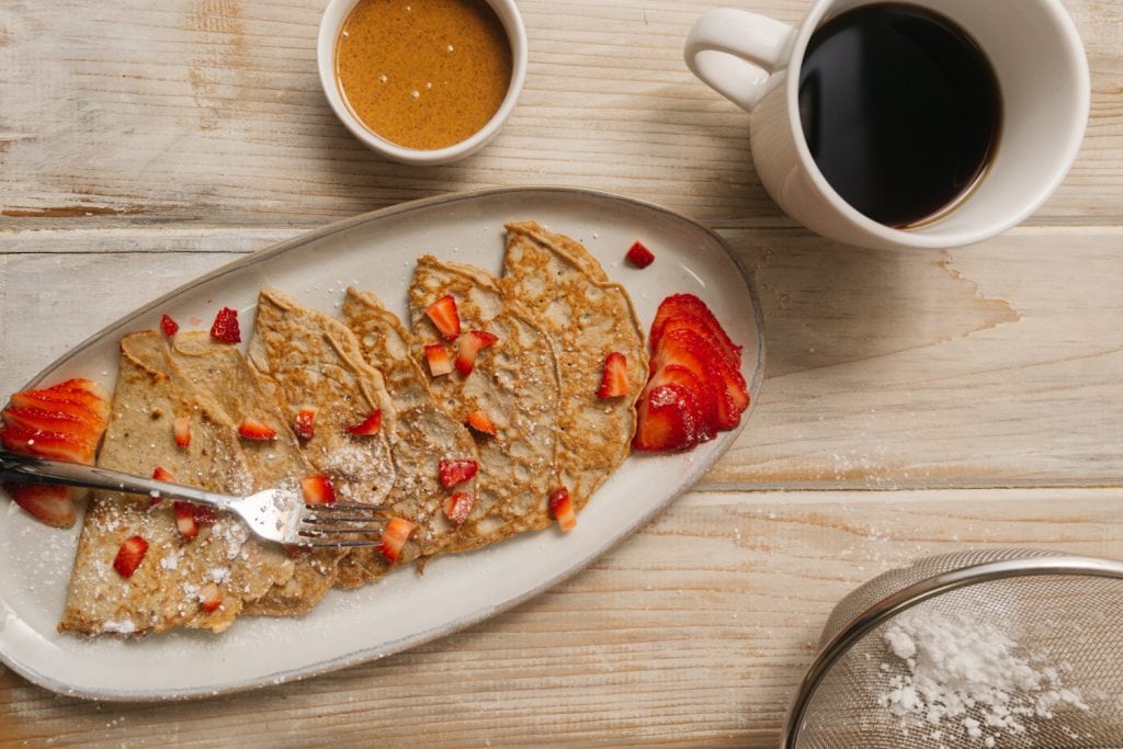 keto crepes breakfast with coffee