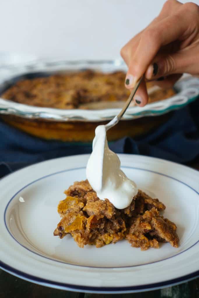 This keto pumpkin crisp is the perfect dessert for any time of the day!