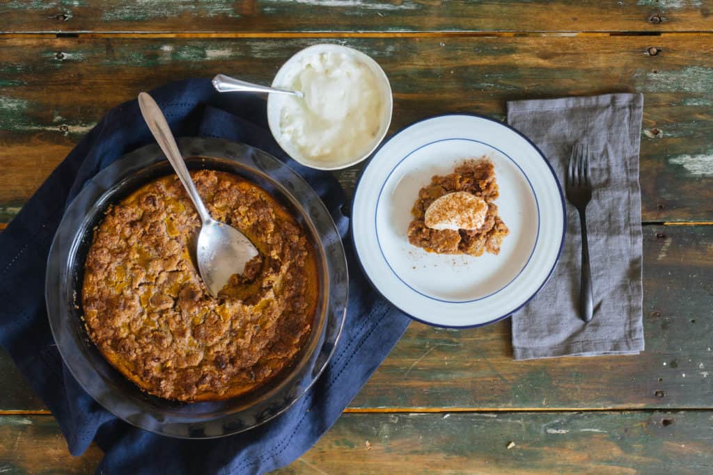 This low carb pumpkin crisp combines a pumpkin pie and apple crisp for the perfect, keto friendly holiday recipe!