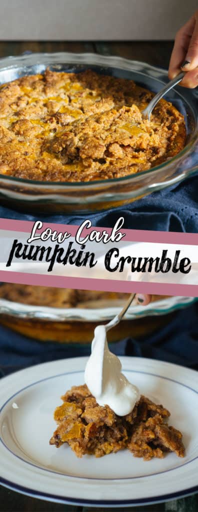 This low carb pumpkin crisp combines a pumpkin pie and apple crisp for the perfect, keto friendly holiday recipe!
