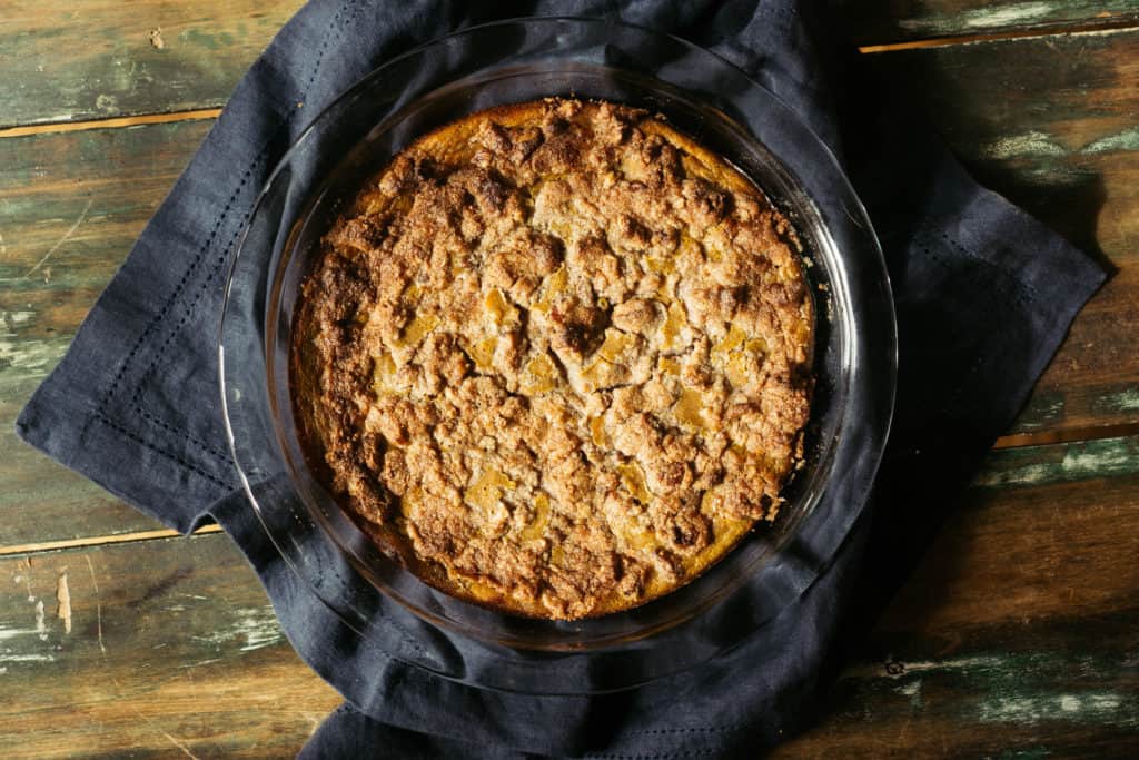 Pumpkin Crisp whole pumpkin crips in a pan