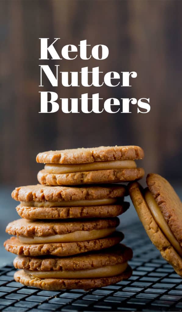 Stack of Our Peanut Butter Cookies Our Keto Peanut Butter Cookies are the perfect low carb replacement for nutter butters and great for packing in your kids lunch boxes!