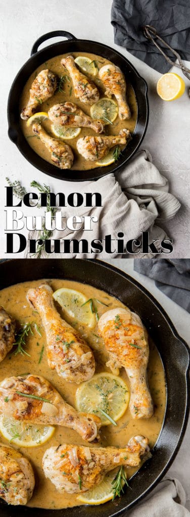 These Oven Baked Drumsticks combine tender chicken and a creamy butter and herb sauce for a busy weeknight dinner!