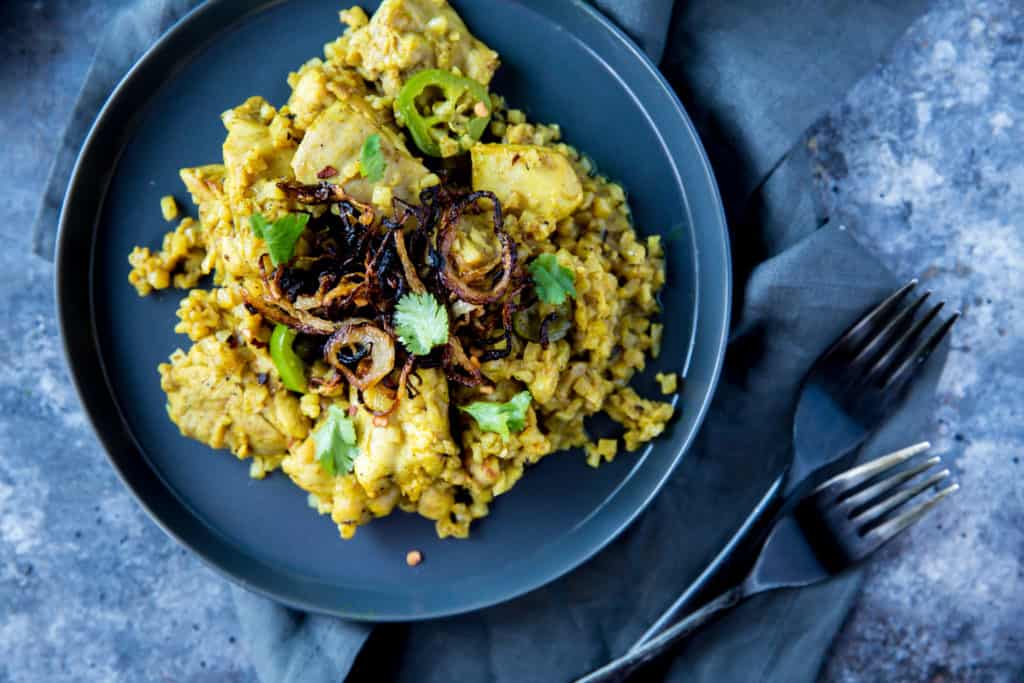 Keto Chicken Biryani Our Easy Chicken Biryani recipe swaps out rice for low carb cauliflower and recrates a high carb dish into your new favorite keto Indian dish!