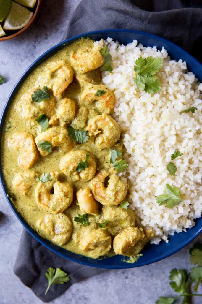 This Shrimp Keto Curry using canned coconut milk, curry powder and fresh cilantro making this recipe dairy free and an all around win!