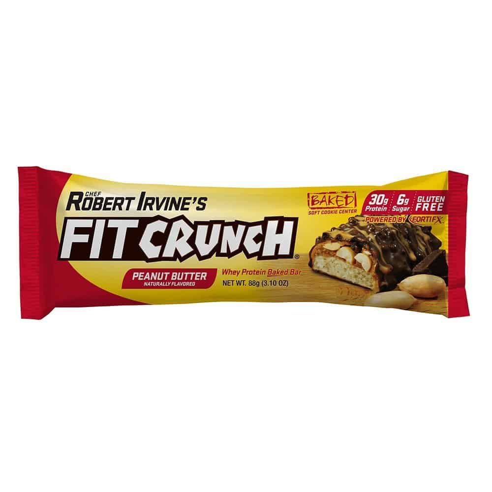 bright yellow package with red accent protein bar picture on front