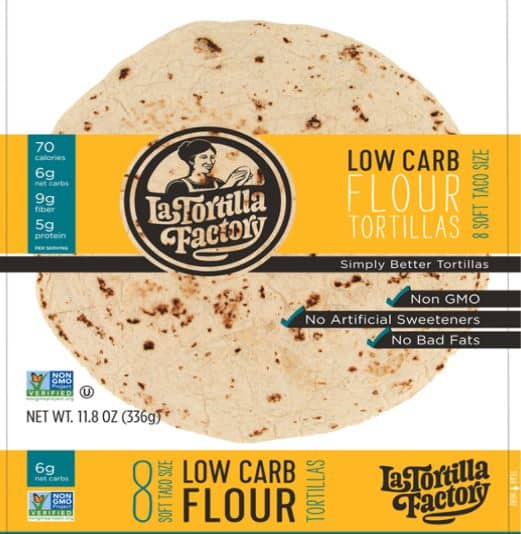 Low Carb Tortillas review of la tortilla factory