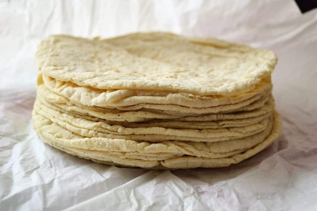 parchment paper stacked keto tortillas