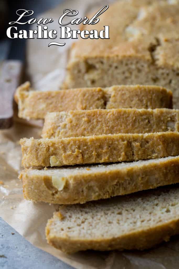 keto-garlic-bread-pinterest This Keto Garlic Bread is filled with roasted garlic and asiago cheese, and is perfect for sandwiches and toasting up with some olive oil or butter!