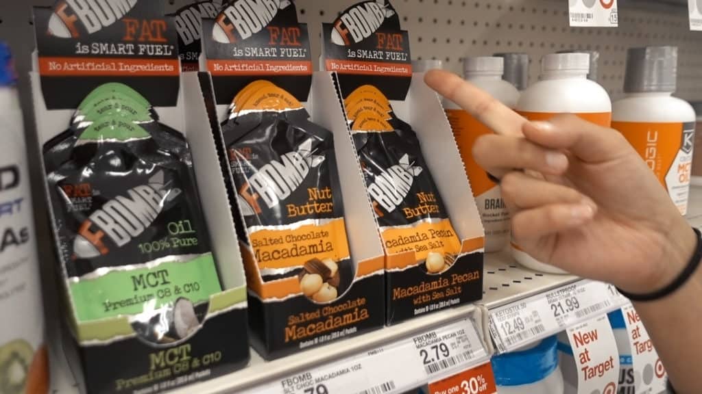 FBOMB Nut Butters FBOMB macadamia nut butter and MCT packets are always available at target and are a great fatty snack for on the road!