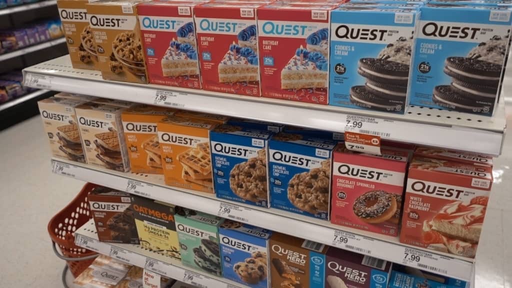 Target's Quest Bars Quest bars are a great low carb snack for when traveling, or going to the movies. Target has a large selection of flavors to choose from.