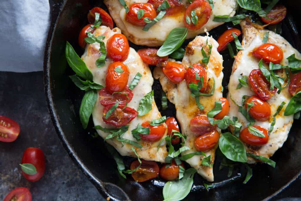 All it takes is one skillet to create this flavorful, filling chicken caprese recipe!