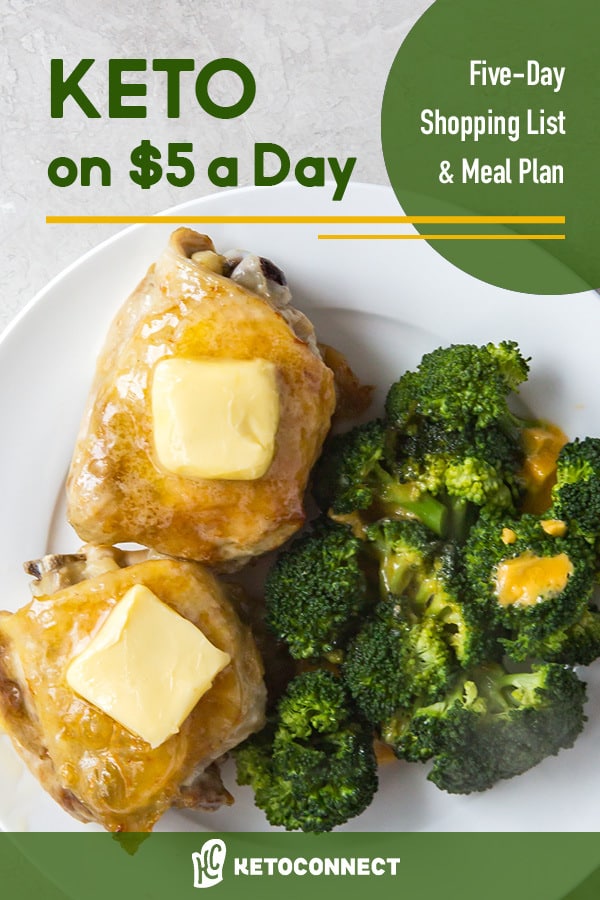 A super simple way to eat a ketogenic diet on $5 a day. Full meal plan and shopping list in blog post!