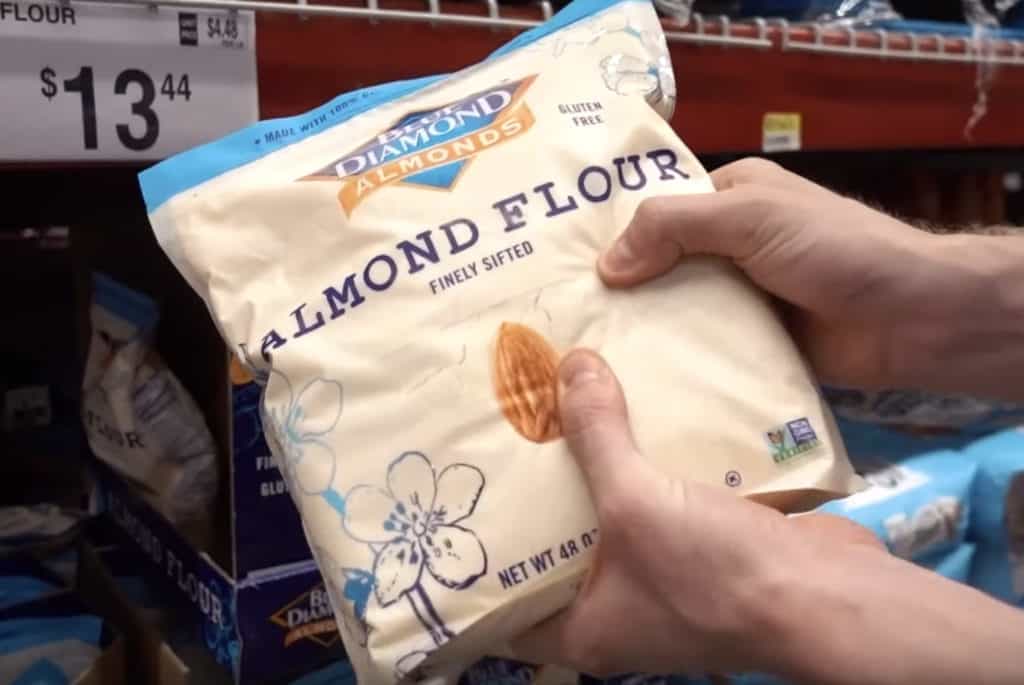 A bulk bag of finely sifted almond flour at Sam's Club. 