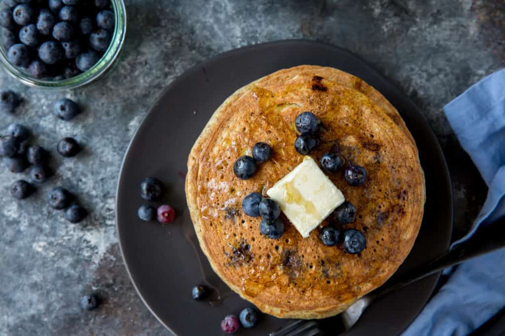 keto pancake hotcakes on plate overhead