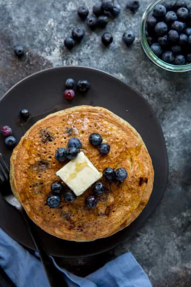 hotcakes on plate overhead