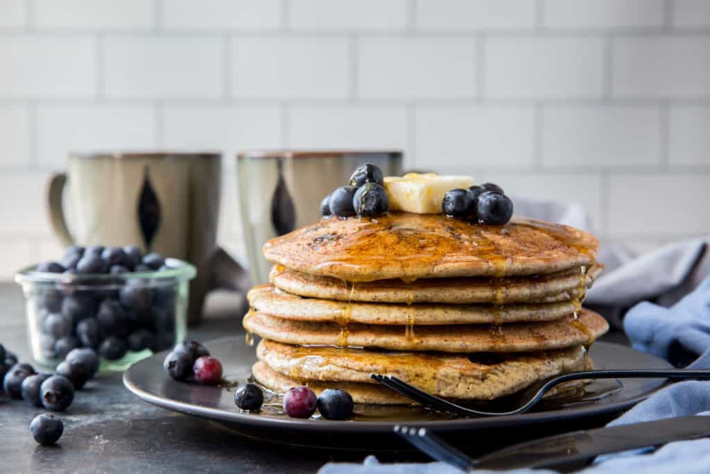 almond flour coconut stacked with coffee in background