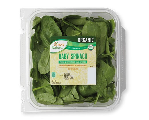 aldi keto Simply Nature Organic Baby Spinach