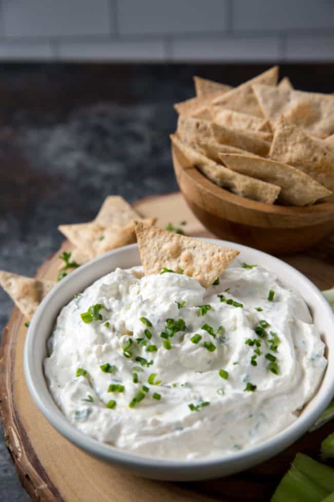 Completed and served french onion dip