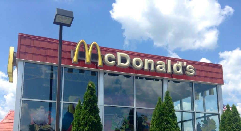 logo in the front of a new mcdonalds