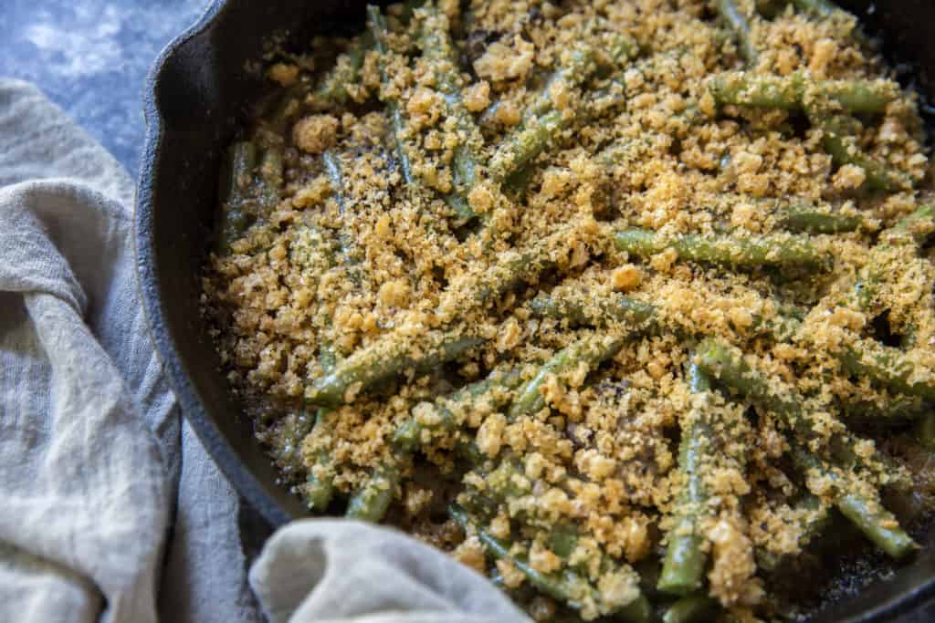 green bean casserole keto being served