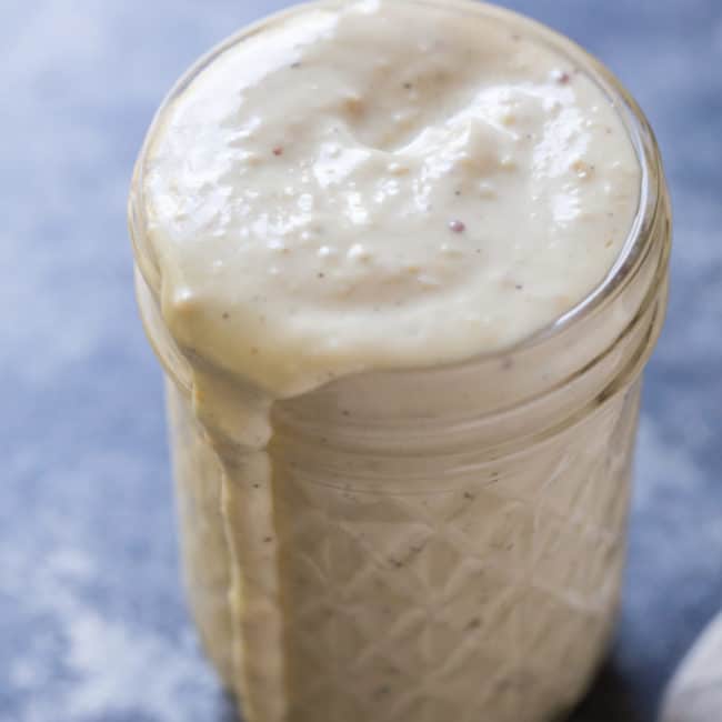 Keto Caesar Dressing keto caesar dressing recipe in a mason jar