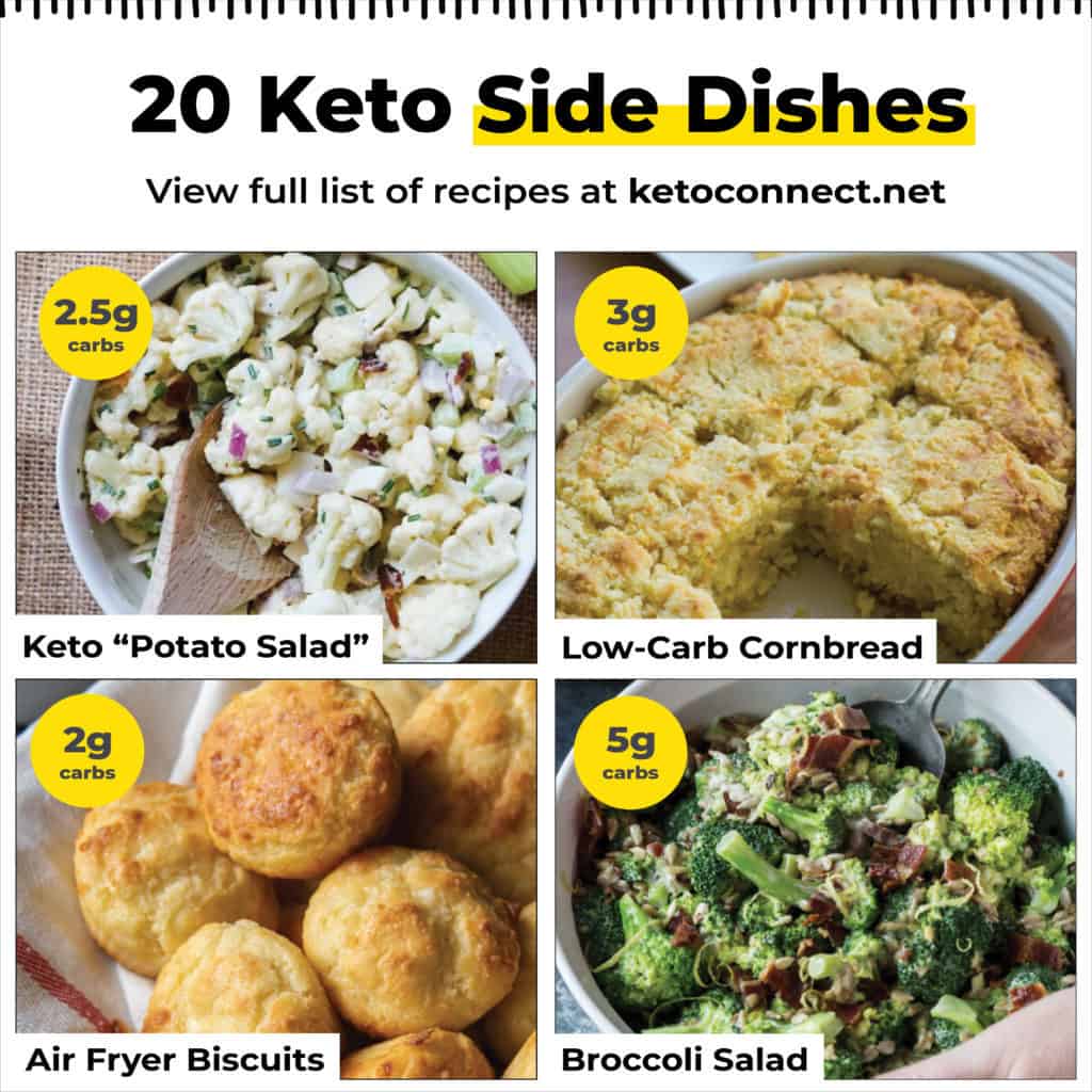 four different keto side dishes in a graphic