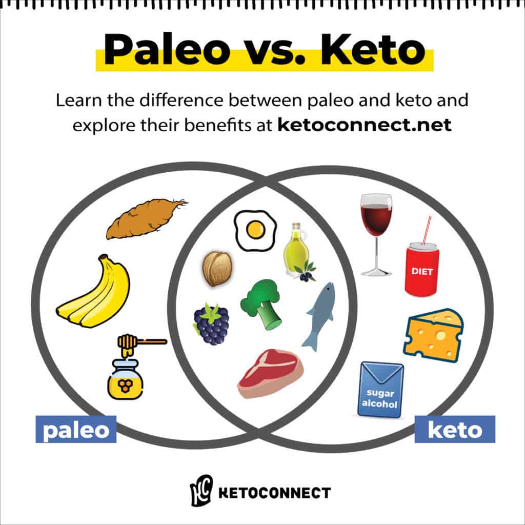 venn diagram depicting the difference between paleo vs keto diets