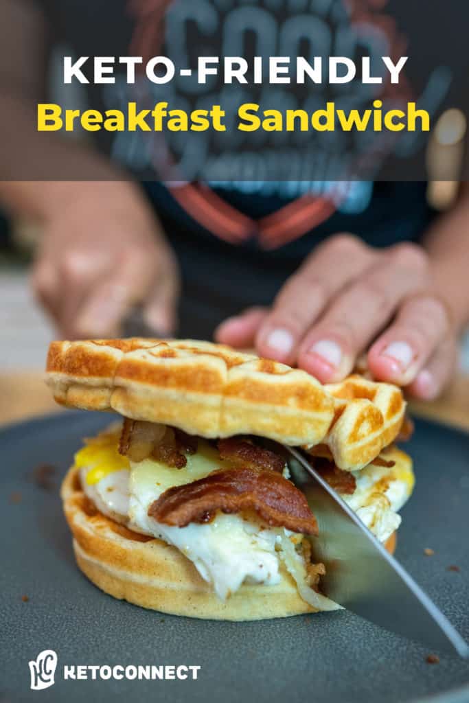 Keto Chaffle Breakfast Sandwich with Bacon and Egg - Green and Keto