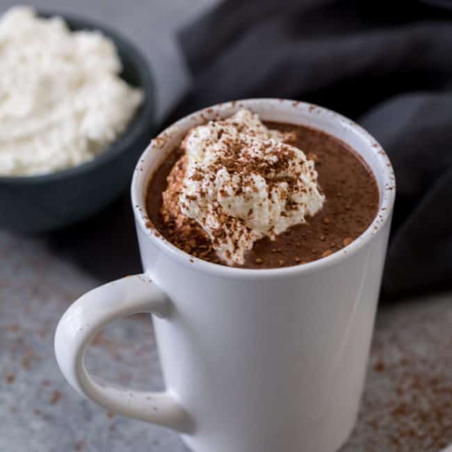 keto hot chocolate a mug of freshly made cocoa