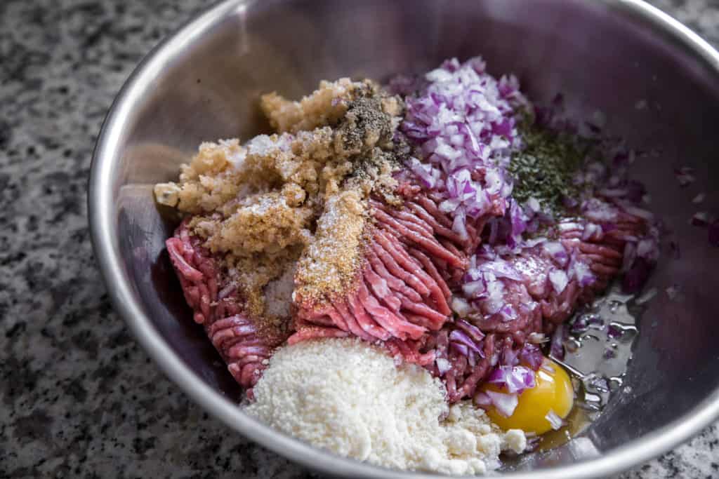 mixing bowl full of ingredients