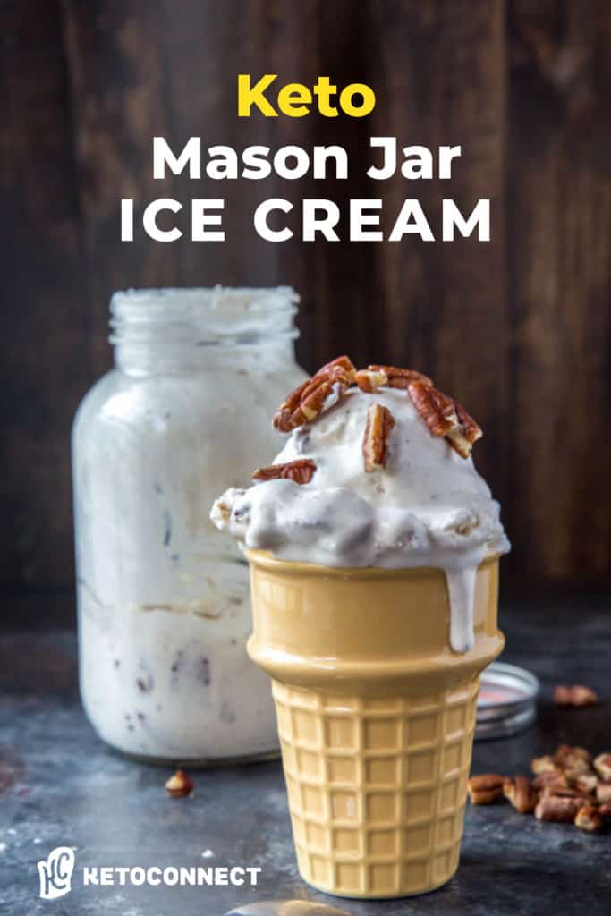 mason jar ive cream in a ice cream cone serving dish