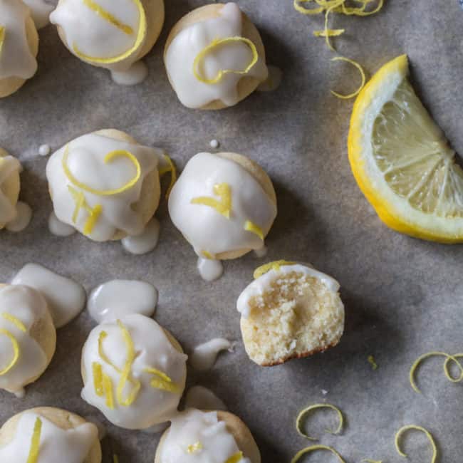 Keto Lemon Cookies Keto Cookies on a baking tray after icing