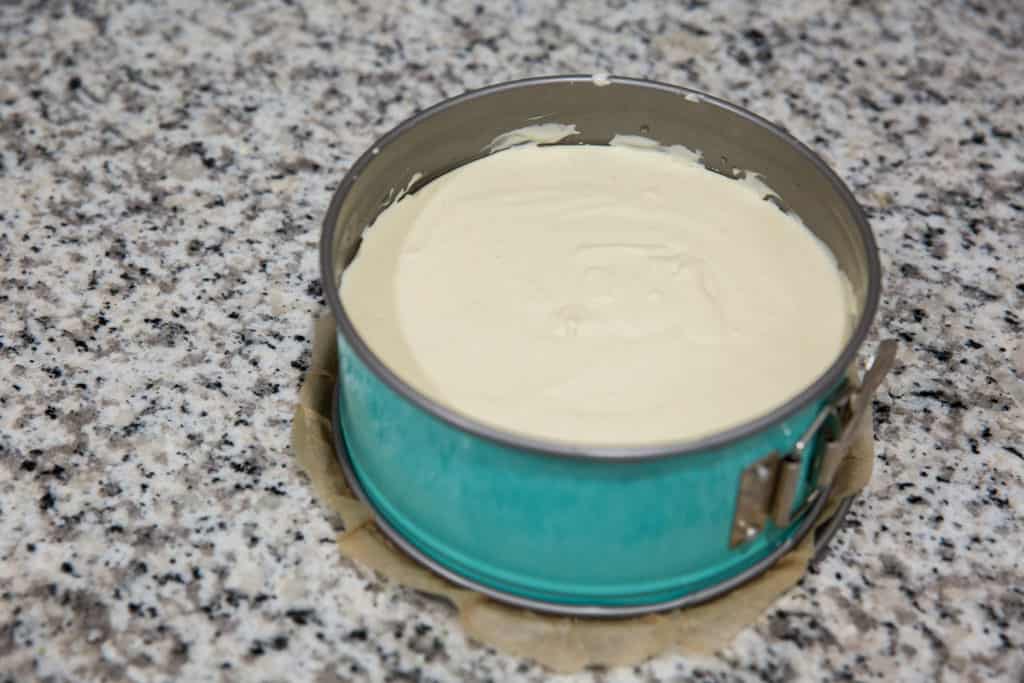 Keto Strawberry Cheesecake a ready to bake keto strawberry cheesecake in a spring form pan