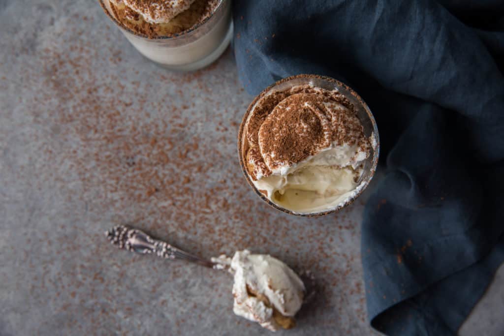 keto tiramisu spoon scooping dessert