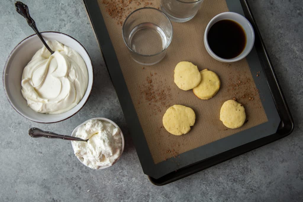 keto tiramisu process of assembling keto components