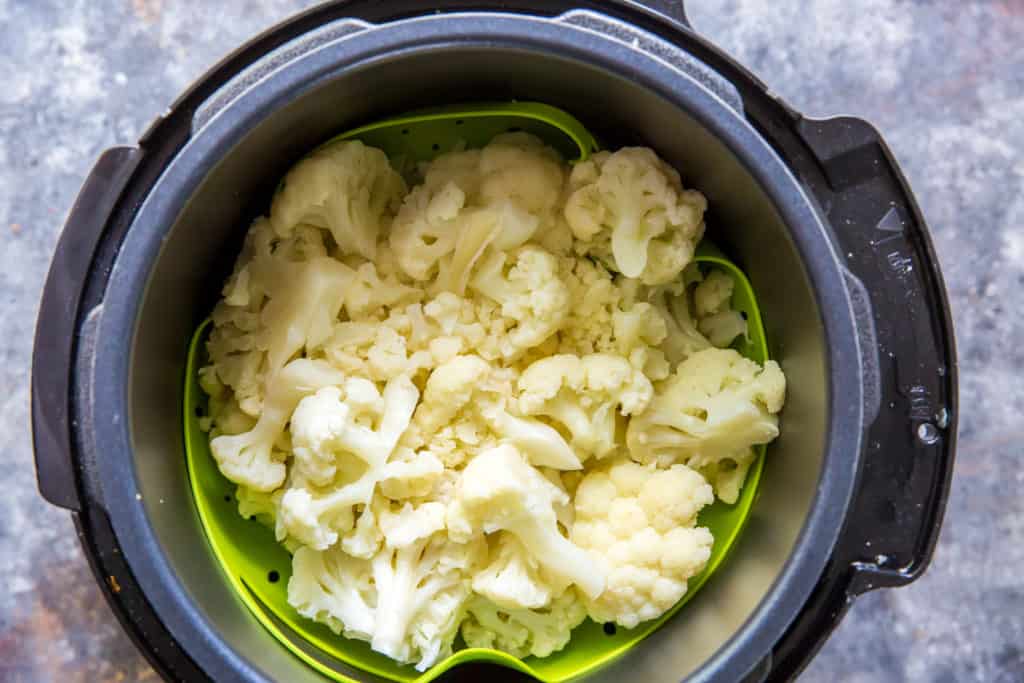 instant pot cauliflower being prepared
