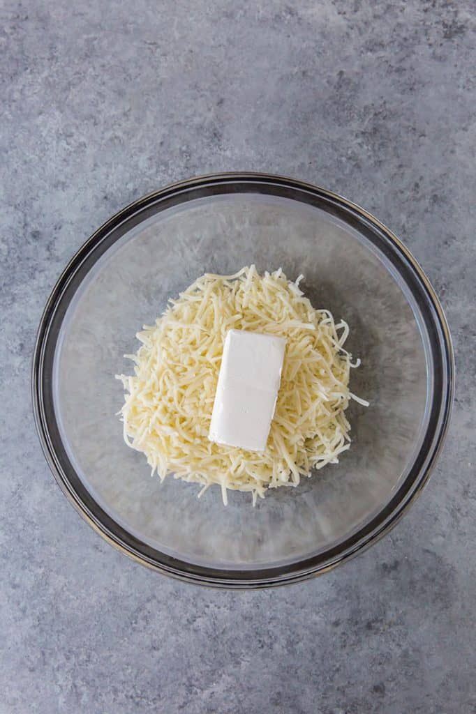 keto pizza cheeses before melting and mixing