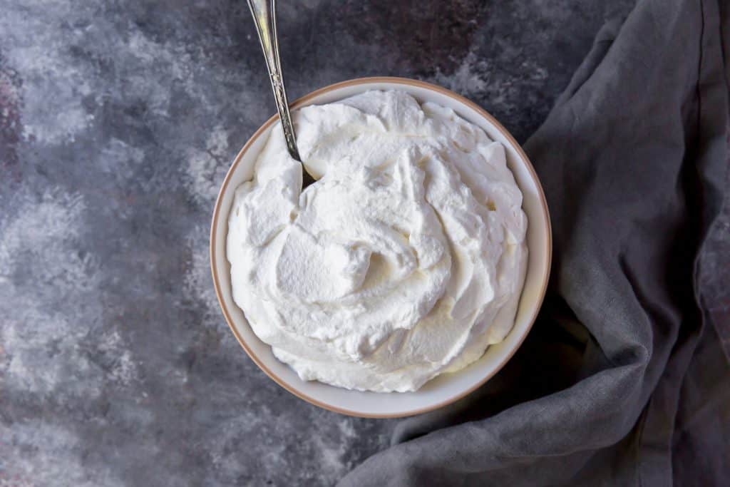 bowl of completed recipe with serving spoon