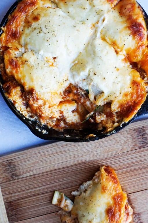 Keto Lasagna keto lasagna served on wood board