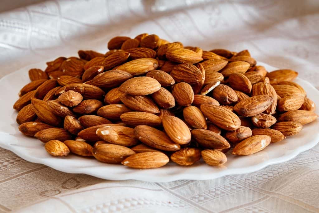 almonds on a plate ready to be eaten