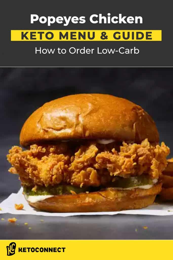 popeyes keto fried chicken sandwich with text above