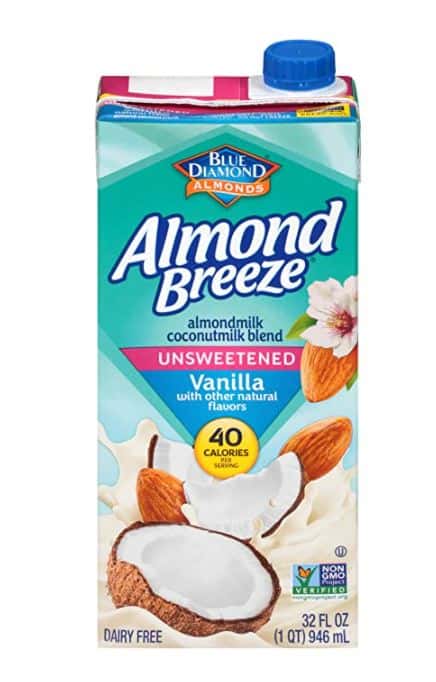 carton of unsweetened almond milk