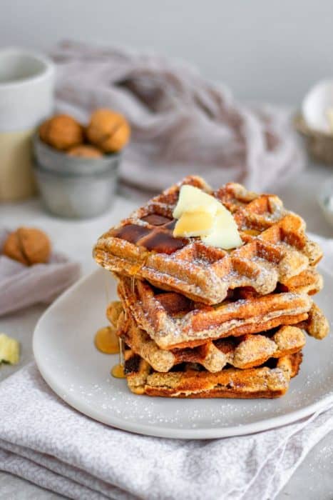 Keto Waffles stacked to serve