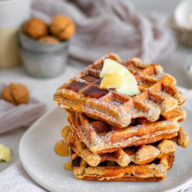 Keto Waffles Keto Waffles stacked to serve