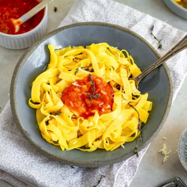 Keto Pasta completed pasta noodles with sauce