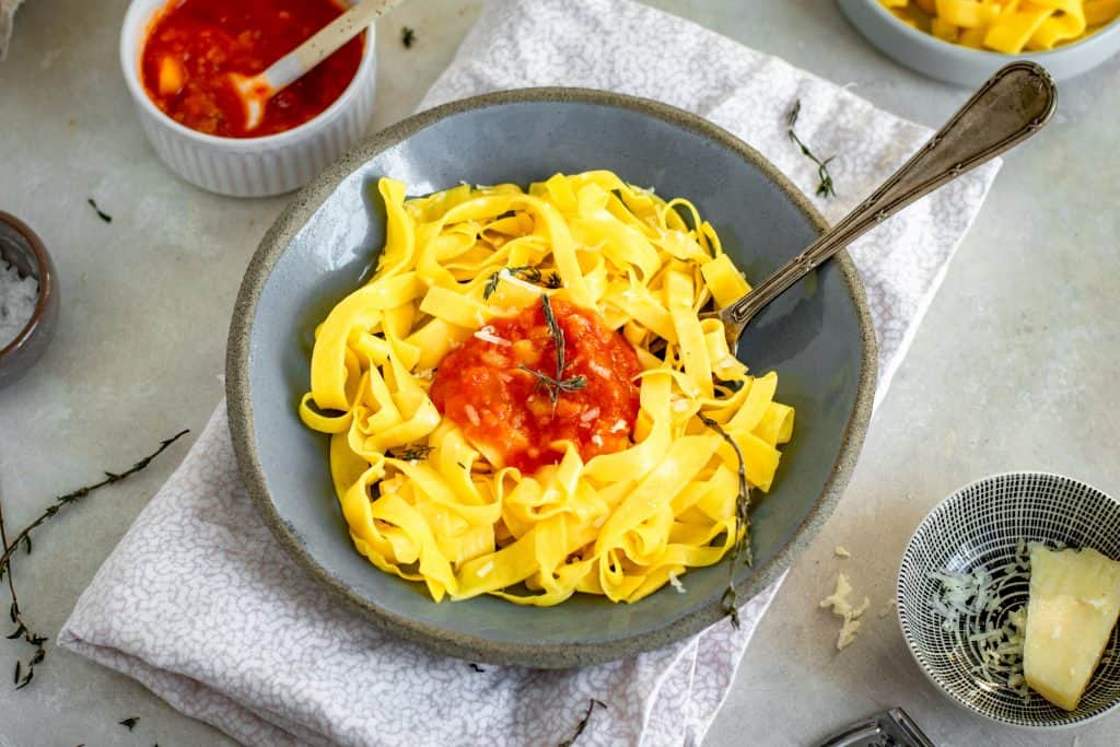 Keto Pasta completed pasta noodles with sauce